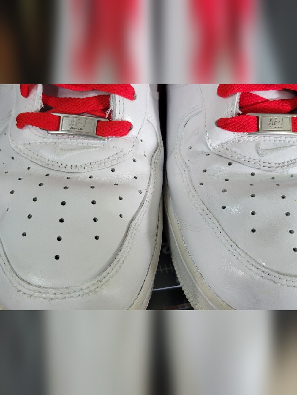 Nike Air Force 1 Low with Red Laces and Supreme Tab - Picture 7 of 10